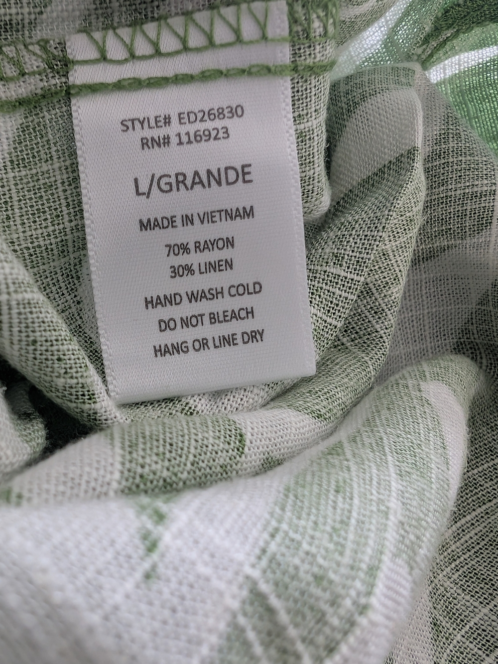 Easel Boho Oversized Green and White Leaf Print Button-Down Dress Size M - Picture 8 of 8